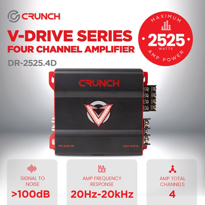 Crunch 2525W 4 Channel Subwoofer Car Audio Amp, Adjustable Crossovers, Bass Knob - Find Fresh Goods