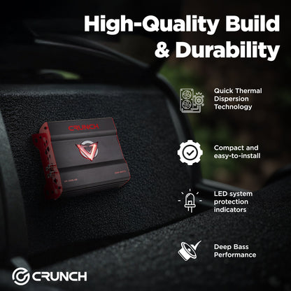 Crunch 2525W 4 Channel Subwoofer Car Audio Amp, Adjustable Crossovers, Bass Knob - Find Fresh Goods