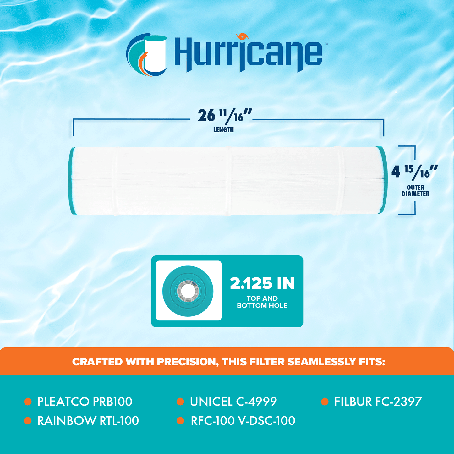 Hurricane Replacement Spa Filter Cartridge for Pleatco, Unicel, Filbur, Rainbow