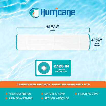 Hurricane Replacement Spa Filter Cartridge for Pleatco, Unicel, Filbur, Rainbow