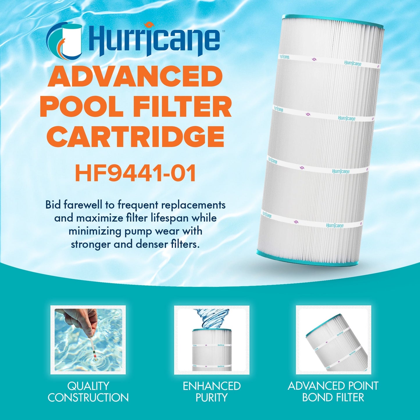 Hurricane Filters HF9441-01 Advanced Pool and Spa Cartridge Filter Replacement