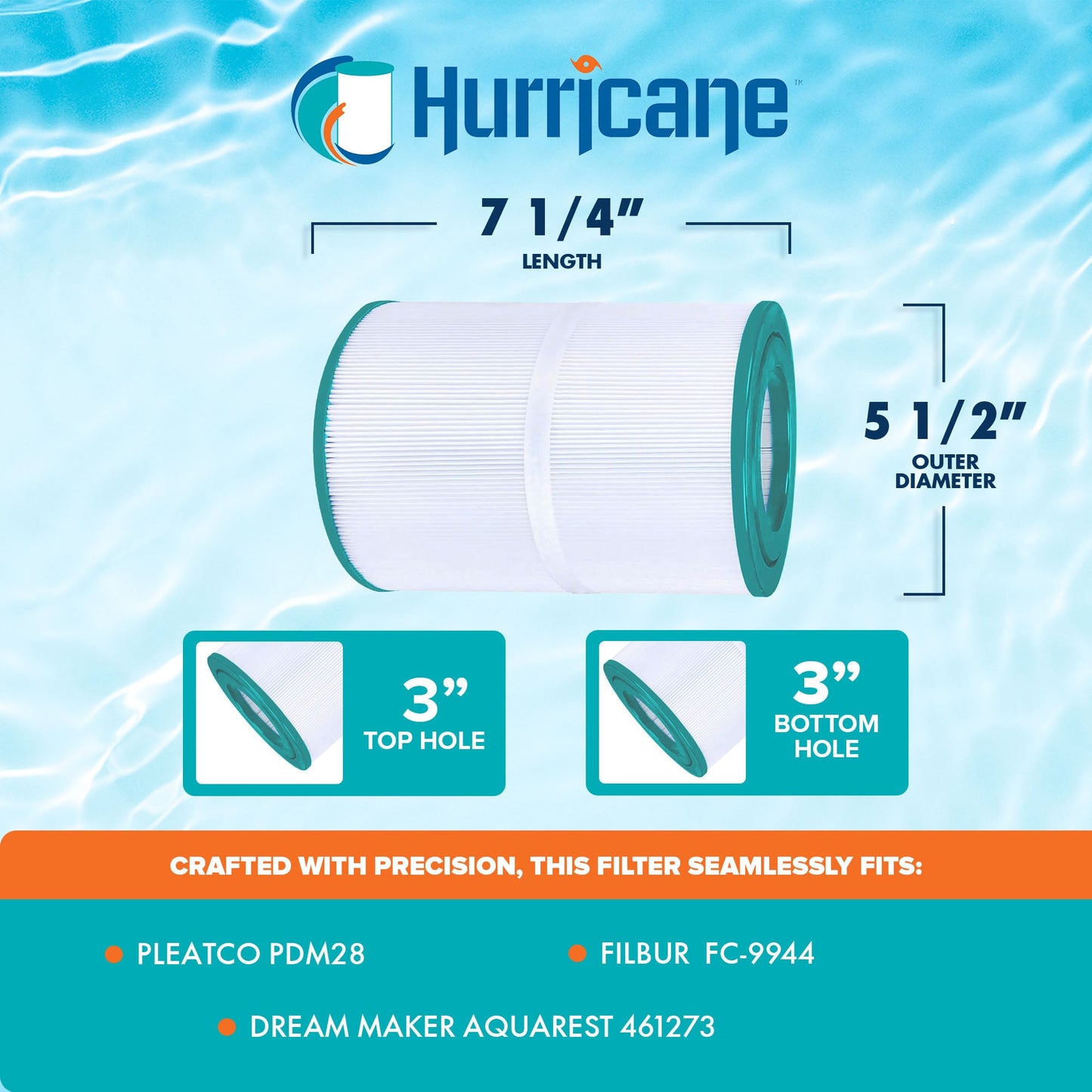Hurricane Filters HFPDM28-01 Advanced Pool and Spa Cartridge Filter Replacement