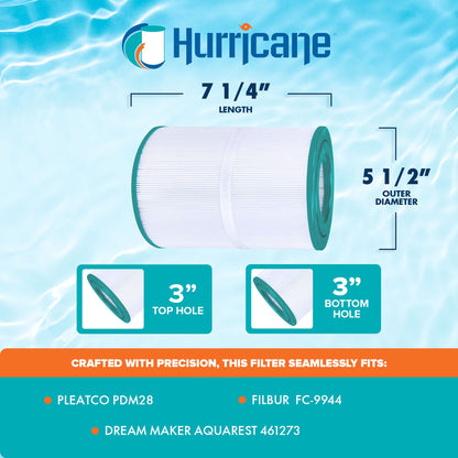 Hurricane Filters HFPDM28-01 Advanced Pool and Spa Cartridge Filter Replacement