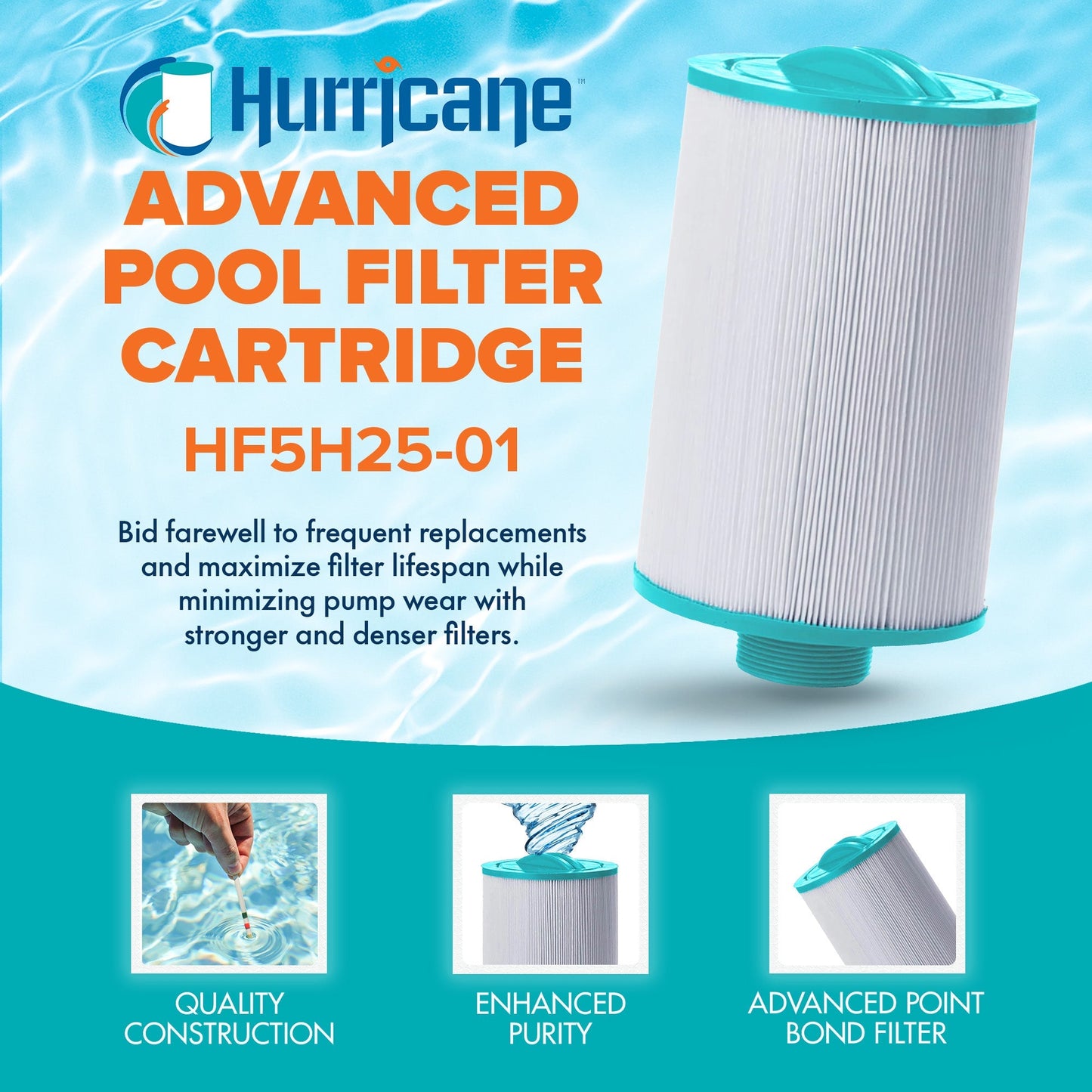 Hurricane Advanced Spa Filter Cartridge for Pleatco, Unicel, MAAX/Vita Spas