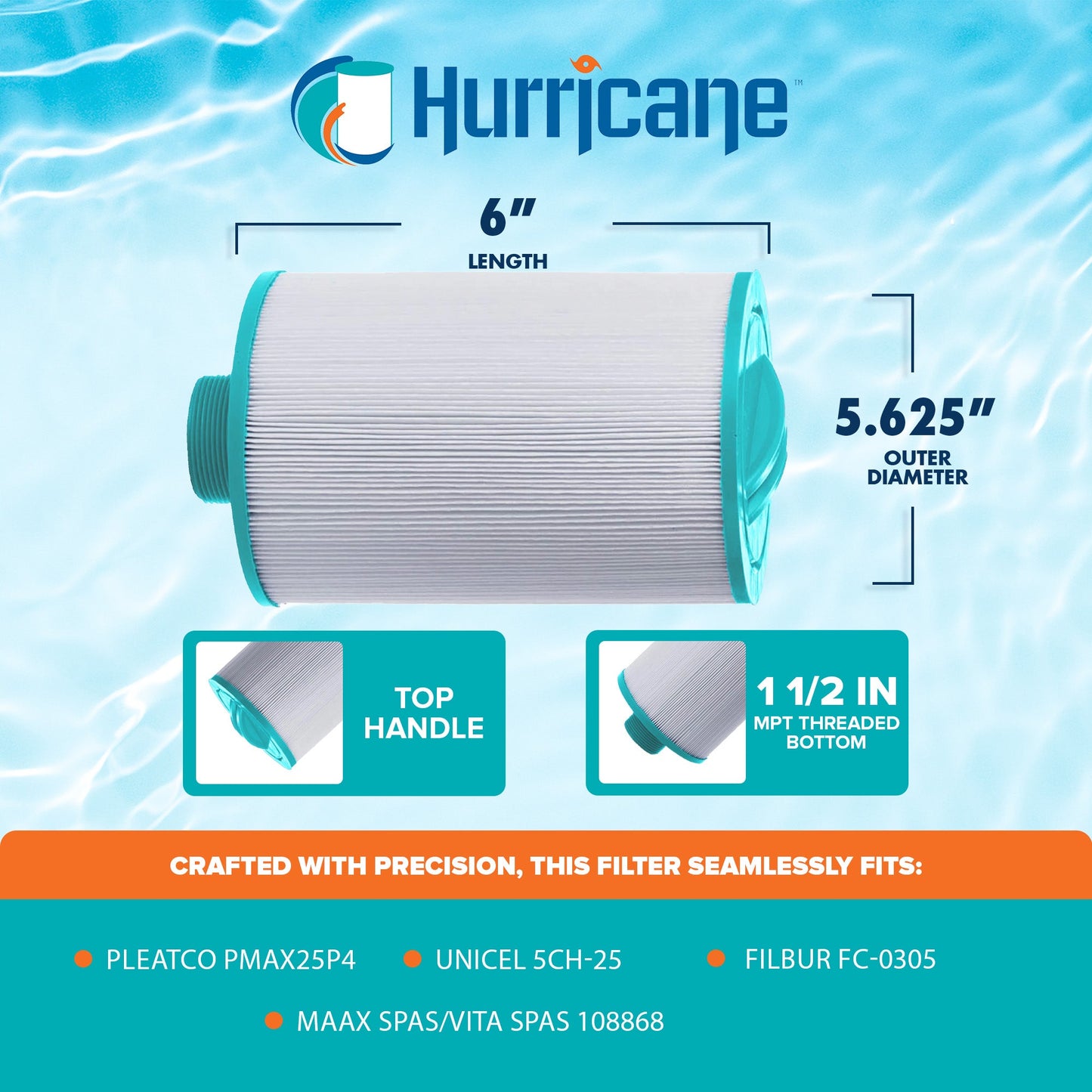 Hurricane Advanced Spa Filter Cartridge for Pleatco, Unicel, MAAX/Vita Spas