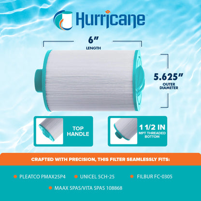 Hurricane Advanced Spa Filter Cartridge for Pleatco, Unicel, MAAX/Vita Spas