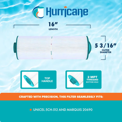 Hurricane Advanced Spa Filter Cartridge for Unicel 5CH-512 and Marquis 20690