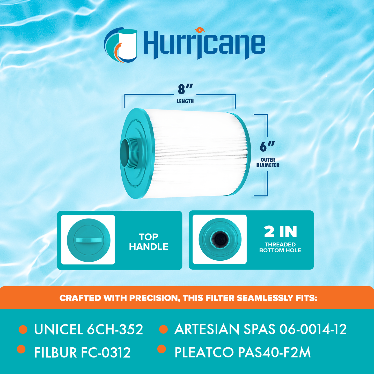 Hurricane Advanced Spa Filter Cartridge for Unicel & Artesian Spas 06-0014-12
