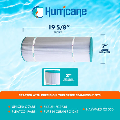 Hurricane Filters HF7455-01 Pool Filter Cartridge for Pleatco, Unicel, Filbur