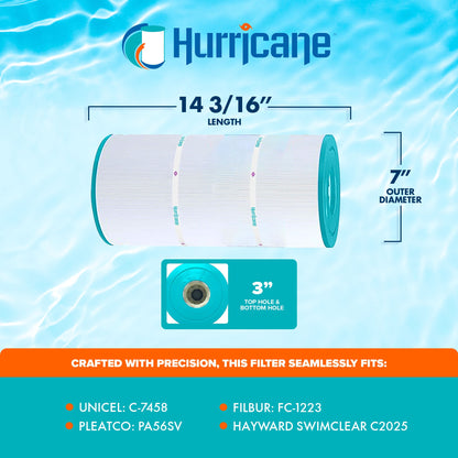 Hurricane Filters HF7458 Pool Filter Cartridge for Pleatco, Unicel, 4 Pack