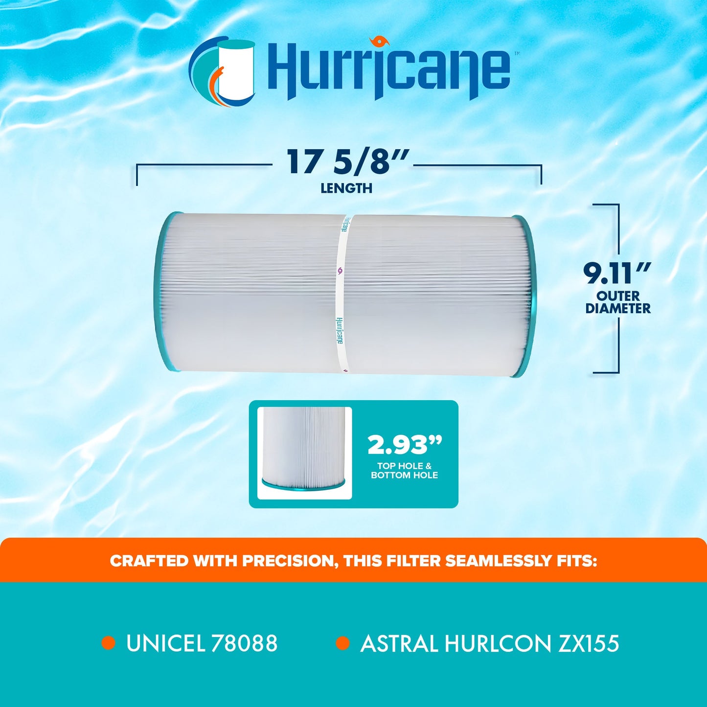 Hurricane Replacement Spa Filter Cartridge for Unicel and Astral Hurlcon ZX155