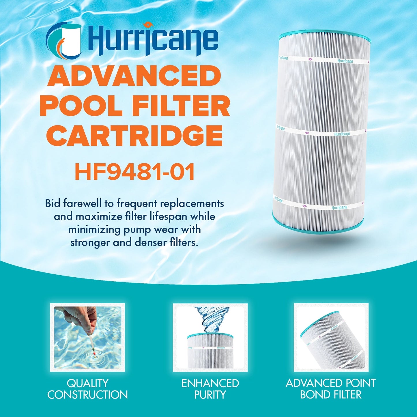 Hurricane Filters HF9481-01 Advanced Pool and Spa Cartridge Filter Replacement