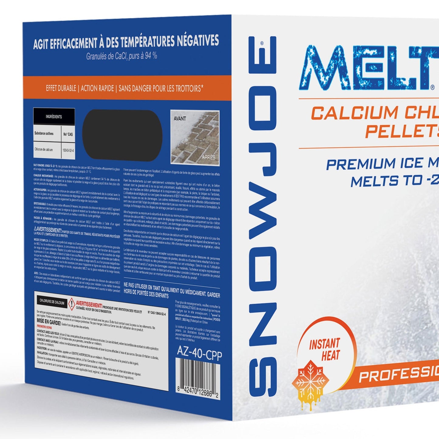Snow Joe Ice Melt Calcium Chloride Blend, 40 lb (Packaging May Vary), AZ-40-CPP