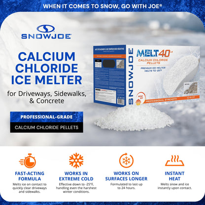 Snow Joe Ice Melt Calcium Chloride Blend, 40 lb (Packaging May Vary), AZ-40-CPP