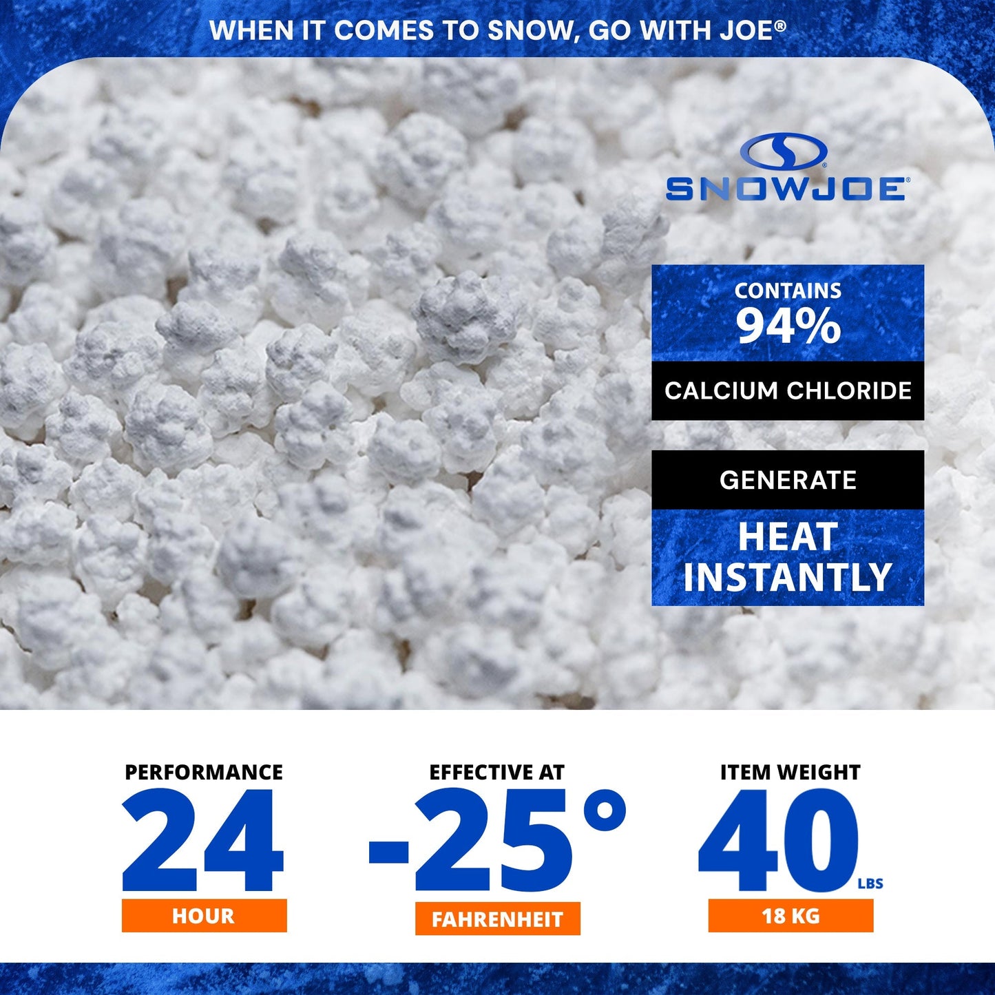 Snow Joe Ice Melt Calcium Chloride Blend, 40 lb (Packaging May Vary), AZ-40-CPP
