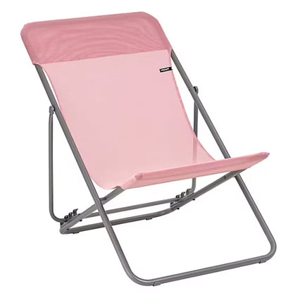 Lafuma Maxi Transat Colorblock Foldable Reclining Sling Deck Chair, Cerisier