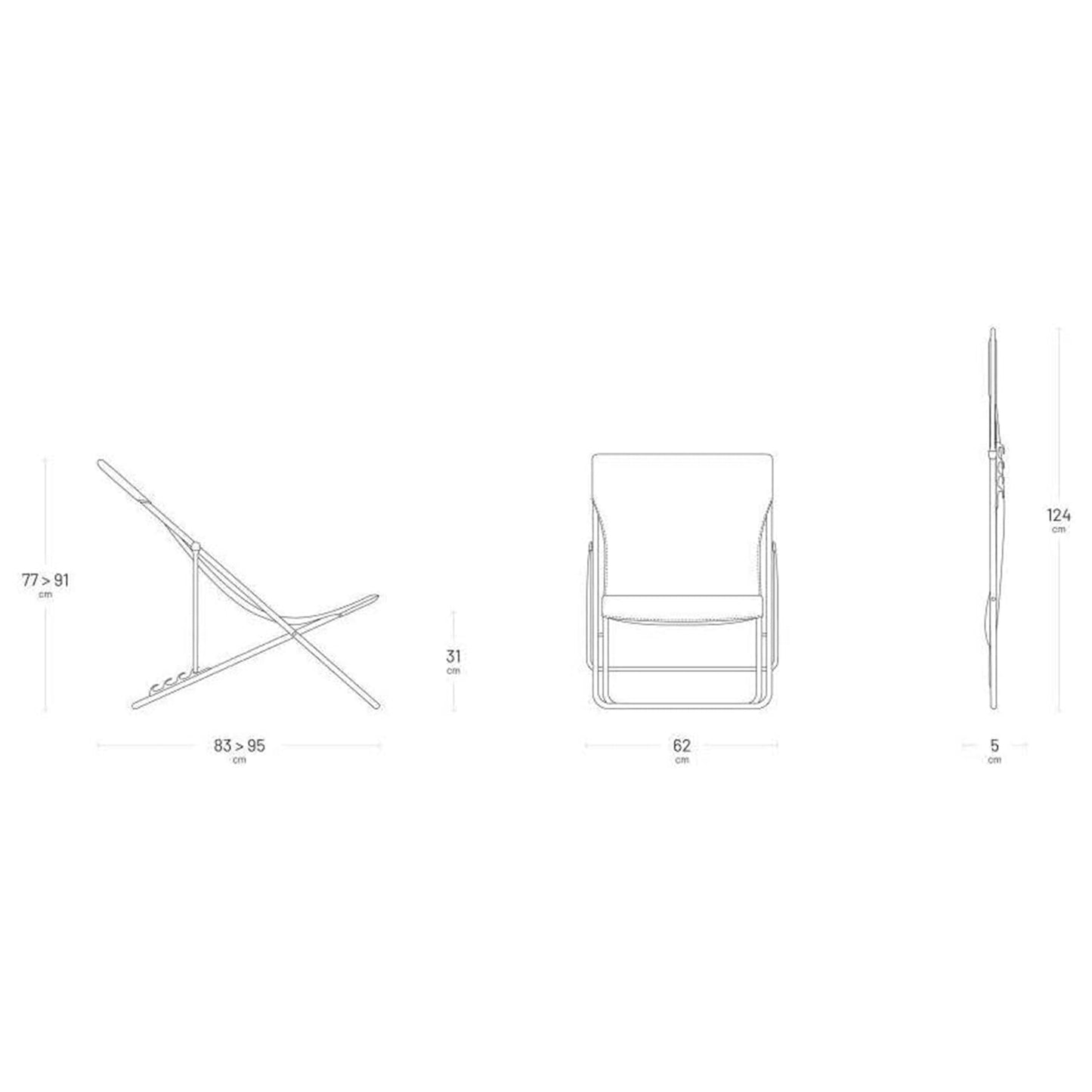 Lafuma Maxi Transat Colorblock Foldable Reclining Sling Deck Chair, Cerisier