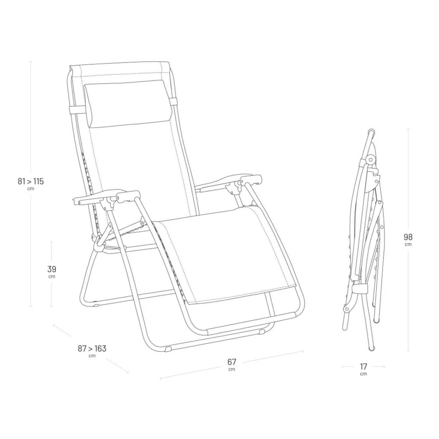 Lafuma Zen Edition Adjustable Relaxation Chair, Multi-Position Armchair, Grey