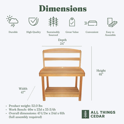 All Things Cedar Deluxe Potting Bench, Outdoor Garden & Plant Workstation Table