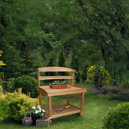 All Things Cedar Deluxe Potting Bench, Outdoor Garden & Plant Workstation Table