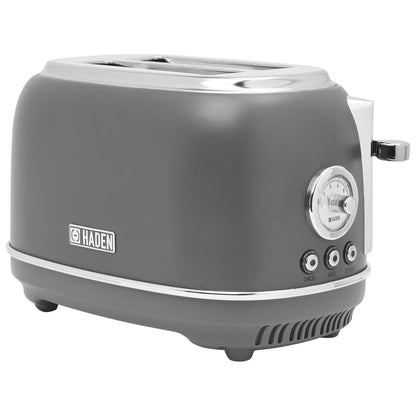 Haden Chelsea Stainless Steel 2 Slice Toaster, Extra Wide Slots, Grey & Chrome