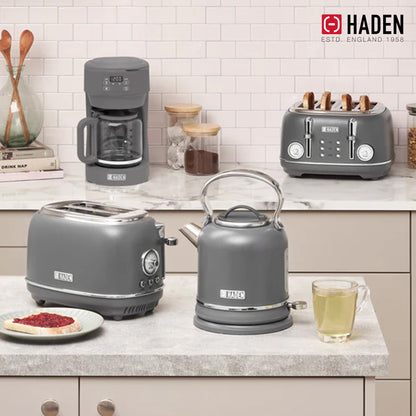 Haden Chelsea Stainless Steel 2 Slice Toaster, Extra Wide Slots, Grey & Chrome