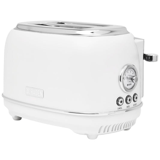 Haden Chelsea Stainless Steel 2 Slice Toaster, Extra Wide Slots, Ivory & Chrome