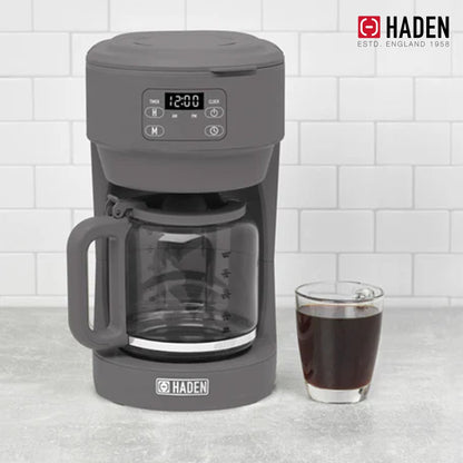 Haden Chelsea 10 Cup Digital Drip Coffee Maker with Glass Carafe, Grey & Chrome