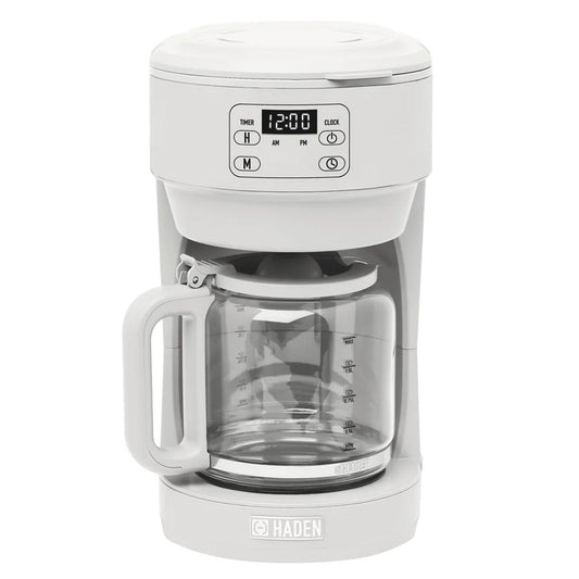 Haden Chelsea 10 Cup Digital Drip Coffee Maker with Glass Carafe, Ivory & Chrome