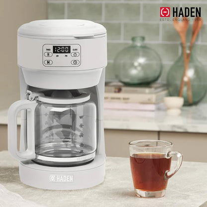 Haden Chelsea 10 Cup Digital Drip Coffee Maker with Glass Carafe, Ivory & Chrome