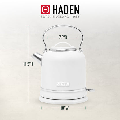 Haden Chelsea 1.7 Liter Electric Water Kettle w/ 360-Degree Base, Ivory & Chrome