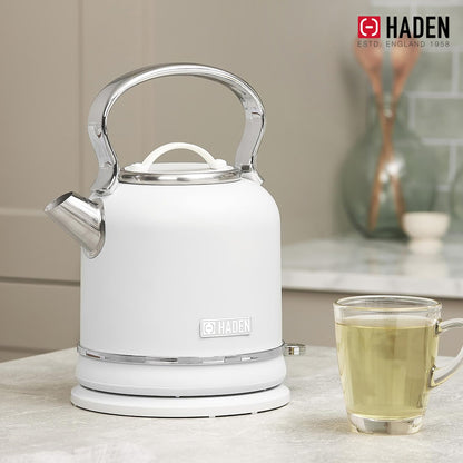 Haden Chelsea 1.7 Liter Electric Water Kettle w/ 360-Degree Base, Ivory & Chrome