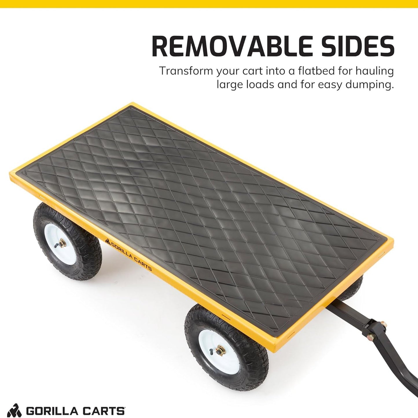 Gorilla Carts Heavy Duty Utility Cart, 1200 lb Outdoor Garden Wagon, Yellow