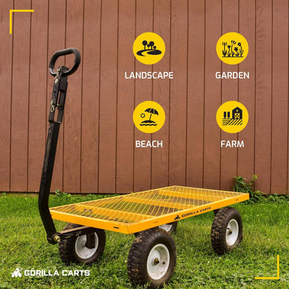 Gorilla Carts Heavy Duty Utility Cart, 1200 lb Outdoor Garden Wagon, Yellow