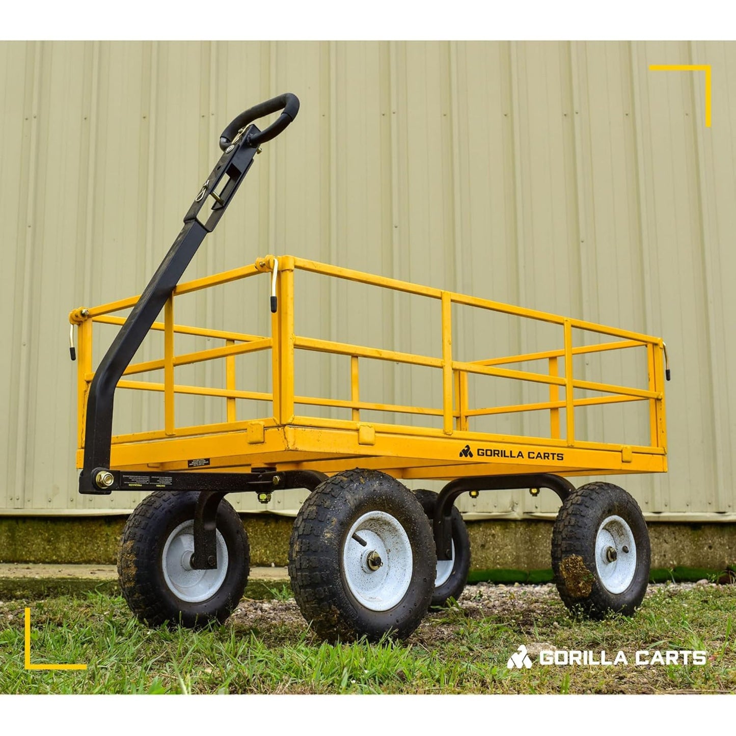 Gorilla Carts Heavy Duty Utility Cart, 1200 lb Outdoor Garden Wagon, Yellow