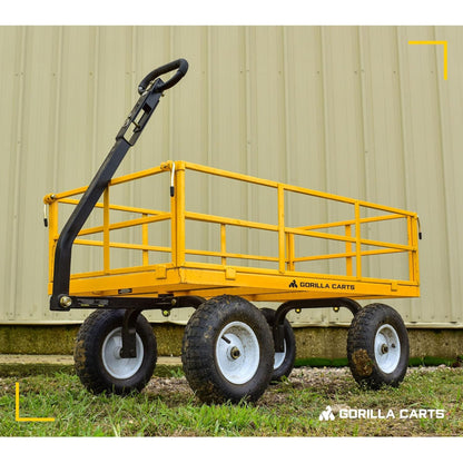 Gorilla Carts Heavy Duty Utility Cart, 1200 lb Outdoor Garden Wagon, Yellow