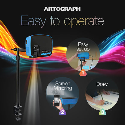 Artograph Smart HD Digital Art Projector, Wi Fi, Clamp Stand, Flare 100, Blue