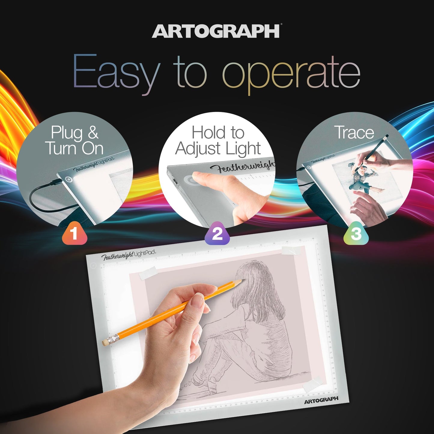 Artograph Featherweight 12" x 17" Dimmable Slim Lightpad for Drawing & Tracing