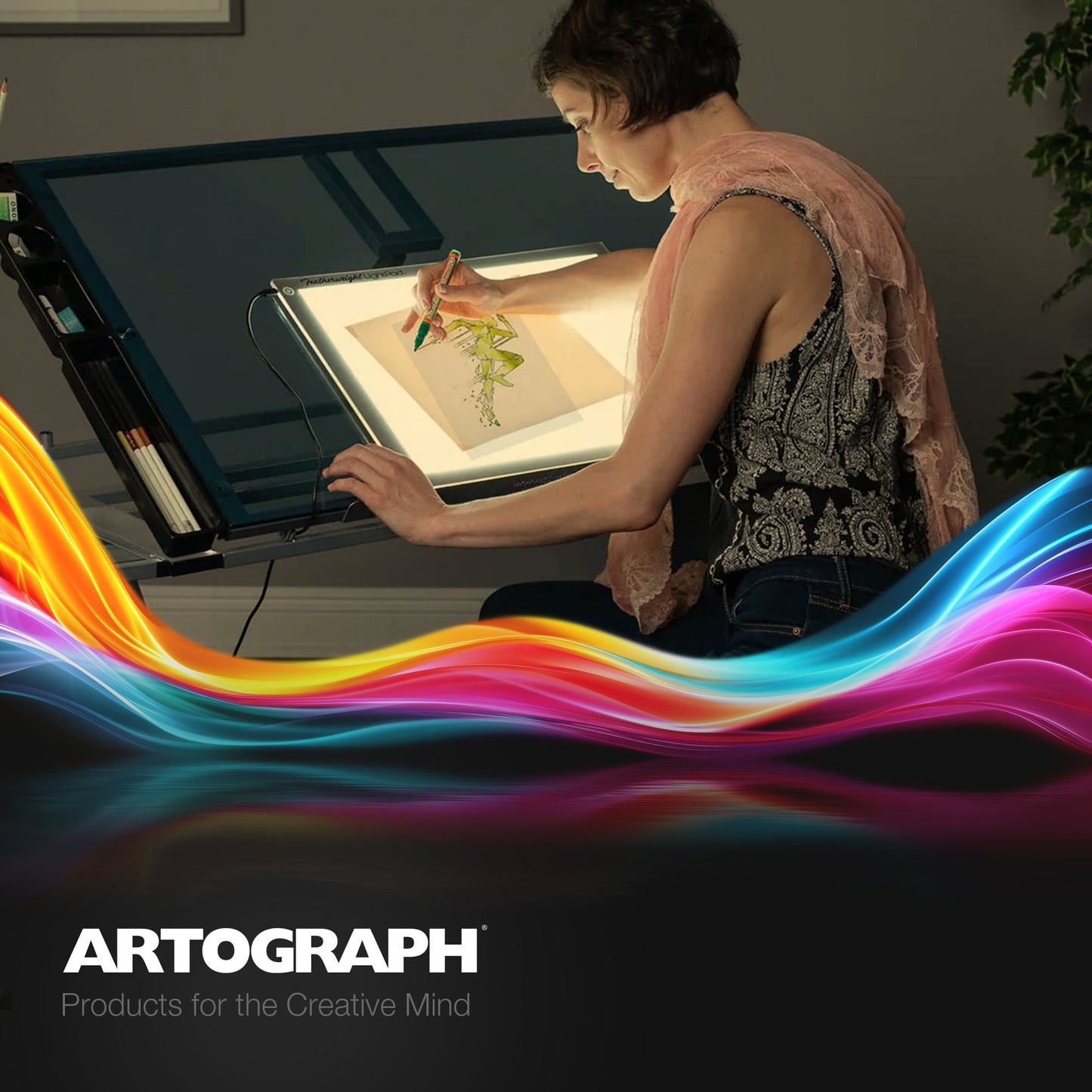 Artograph Featherweight 12" x 17" Dimmable Slim Lightpad for Drawing & Tracing