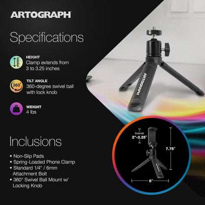 Artograph Mini Tripod Tabletop & Handheld Stand for Digital Projectors & Phones