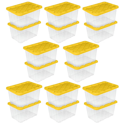 Sterilite Industrial Storage Box with Carrying Handles, 27 Gal, Yellow, 16 Pack
