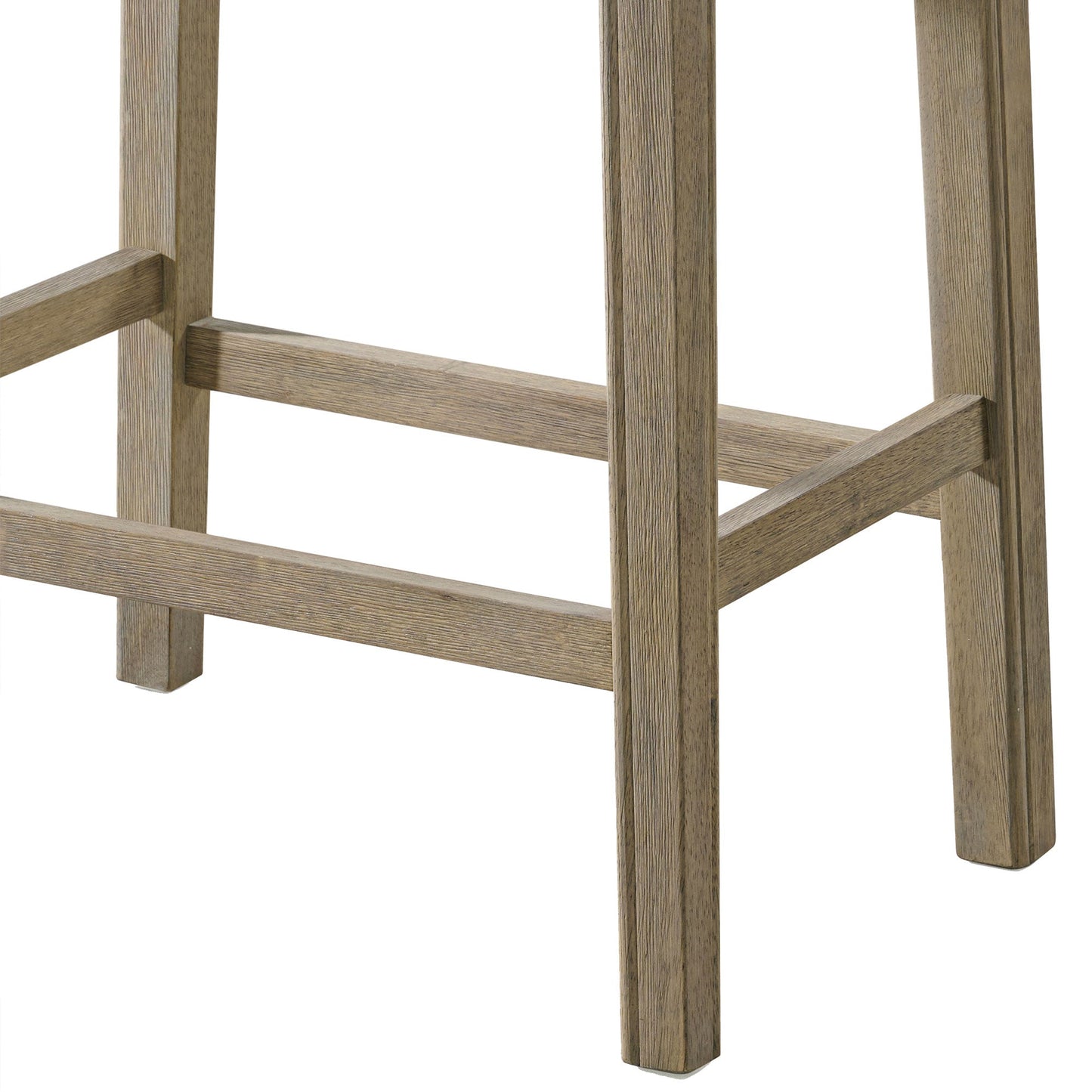 ROME + OAK Parker Backless Saddle Kitchen Counter Stool, Oak, Grey Upholstery