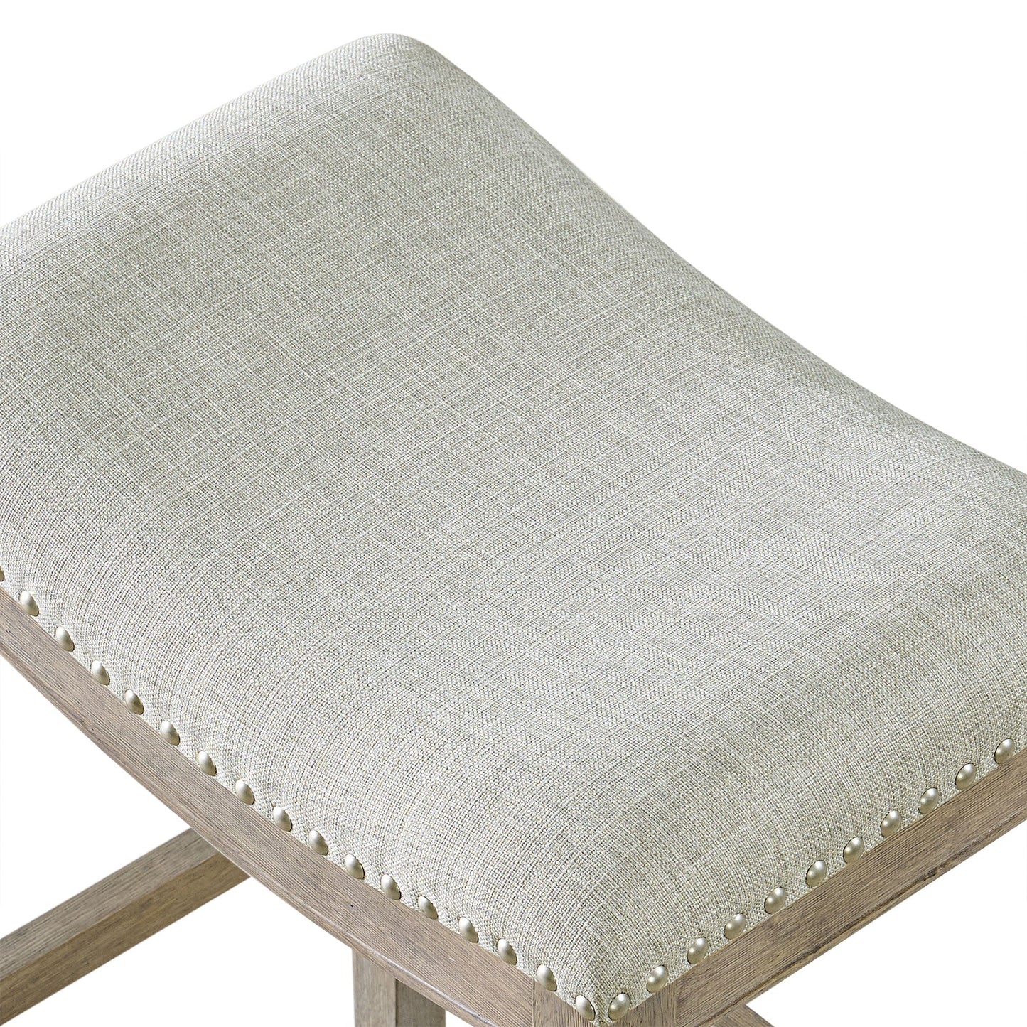 ROME + OAK Parker Backless Saddle Kitchen Counter Stool, Oak, Grey Upholstery