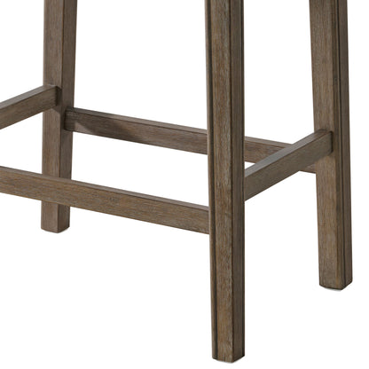 ROME + OAK Parker Backless Saddle Kitchen Counter Stool, Walnut, Grey Upholstery