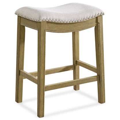 ROME + OAK Parker Backless Saddle Kitchen Counter Stool, Natural, Cream Fabric