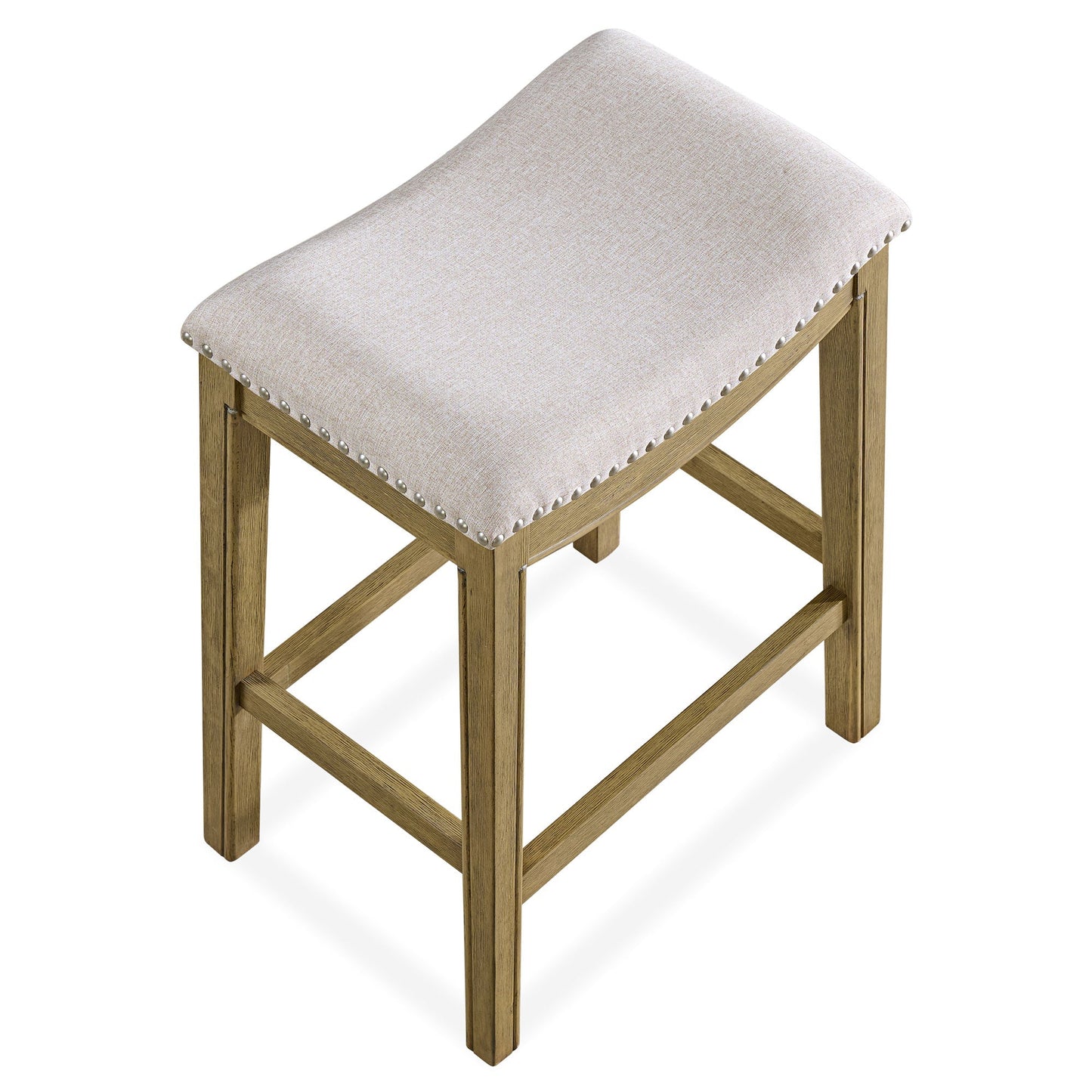 ROME + OAK Parker Backless Saddle Kitchen Counter Stool, Natural, Cream Fabric