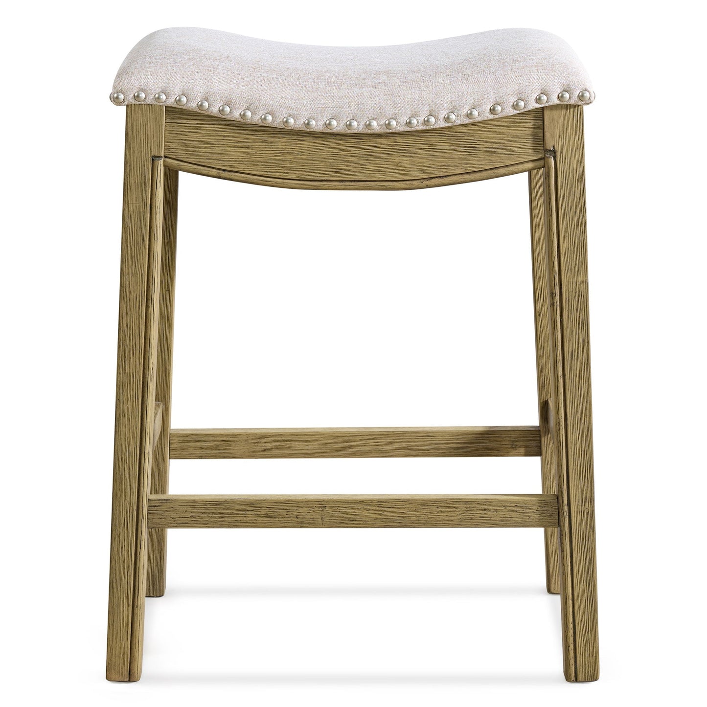 ROME + OAK Parker Backless Saddle Kitchen Counter Stool, Natural, Cream Fabric