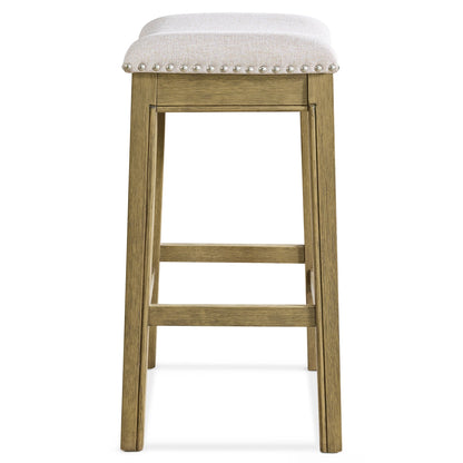 ROME + OAK Parker Backless Saddle Kitchen Counter Stool, Natural, Cream Fabric