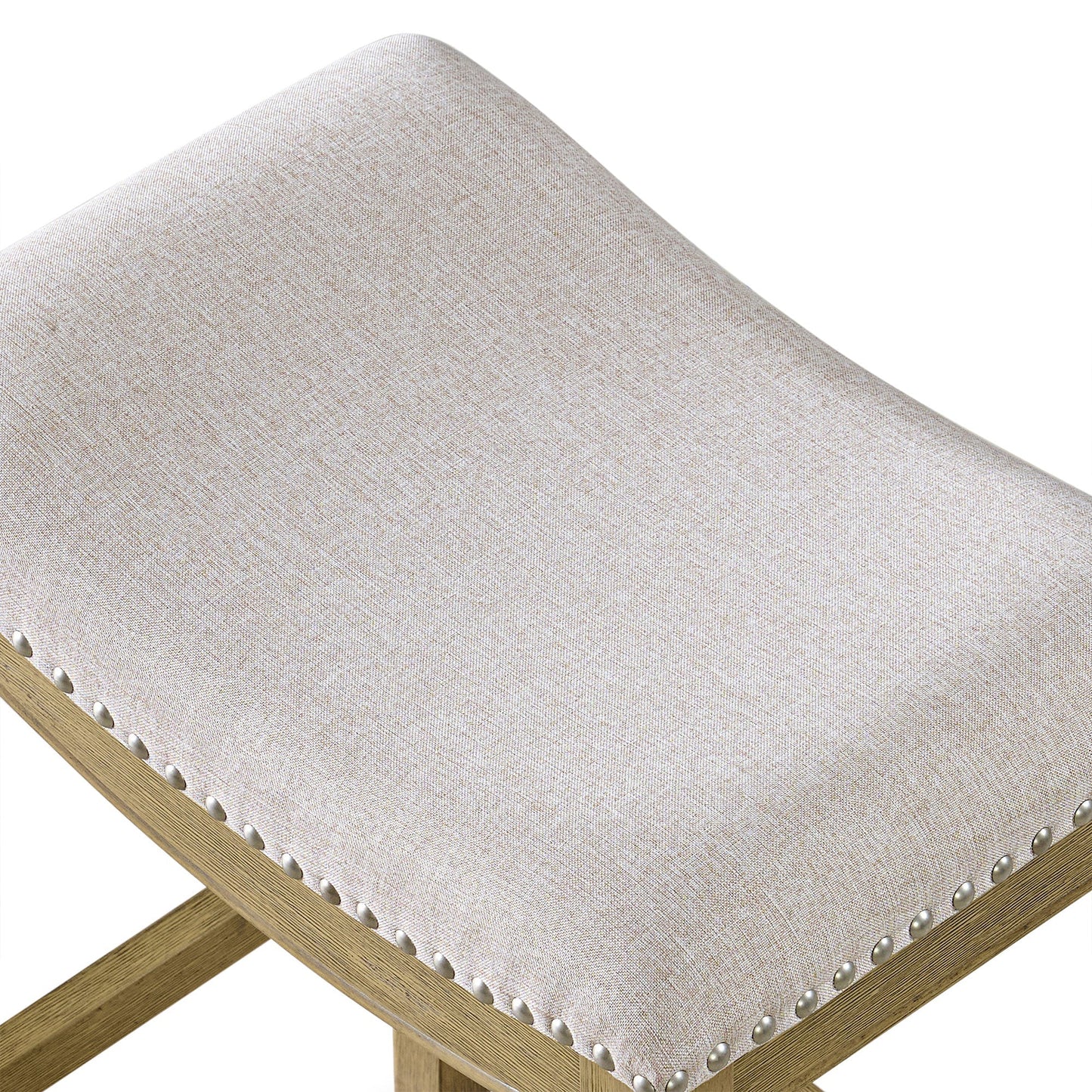 ROME + OAK Parker Backless Saddle Kitchen Counter Stool, Natural, Cream Fabric