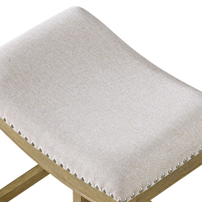 ROME + OAK Parker Backless Saddle Kitchen Counter Stool, Natural, Cream Fabric